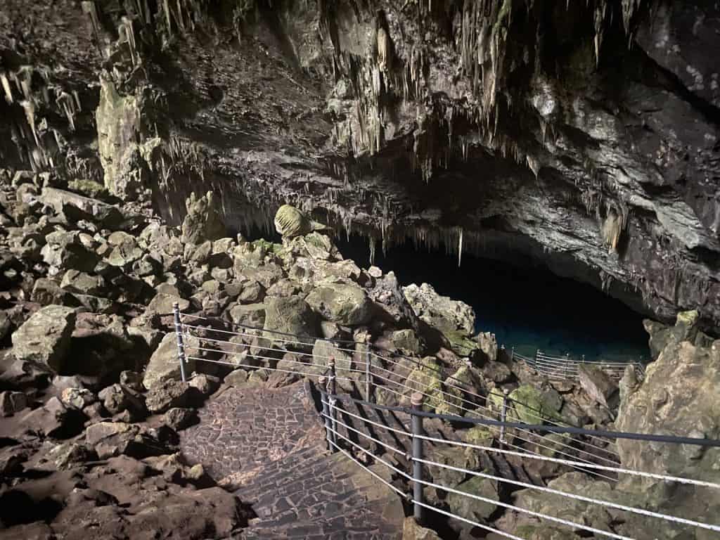 view of Blue Grotto Cave as we descended 